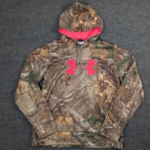 Under Armour Athletic Realtree Xtra Camo Pink Logo Storm1 Hoodie Womens Large